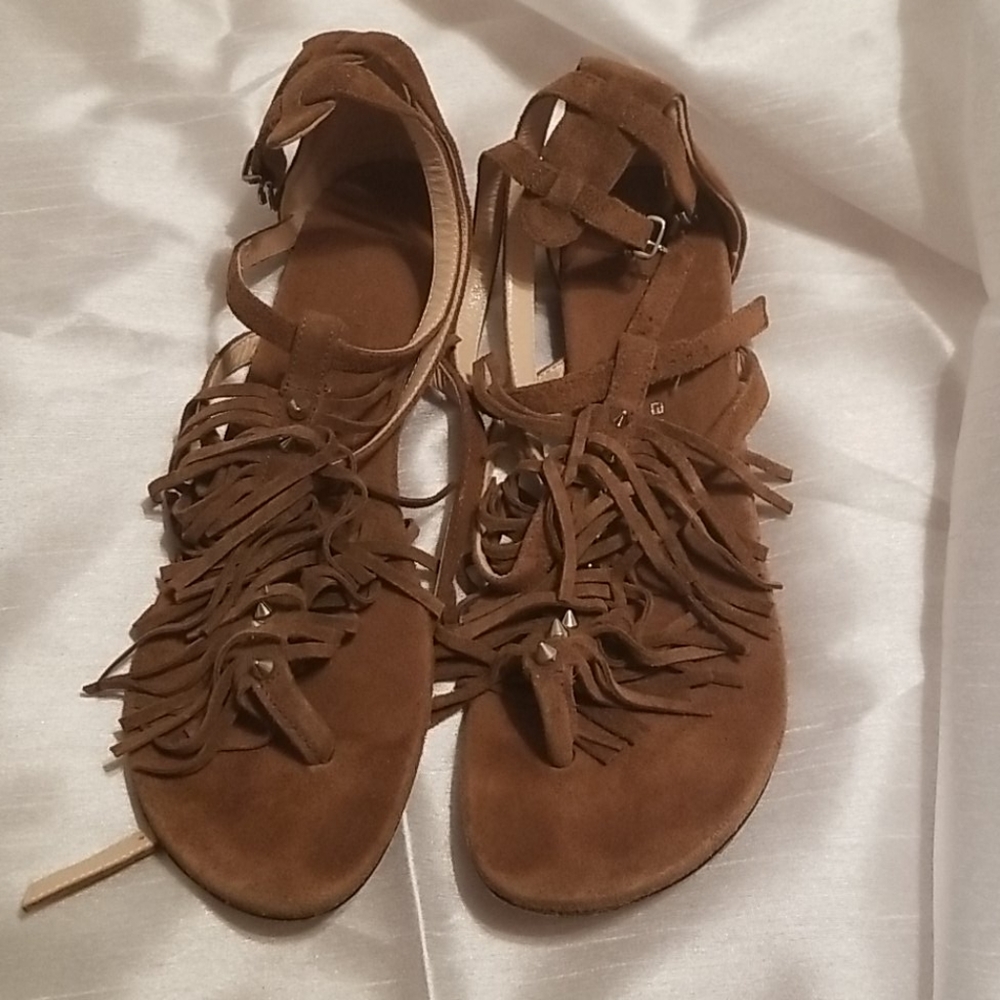 Barbara Bui Suede Fringe Spike Studs Gladiator